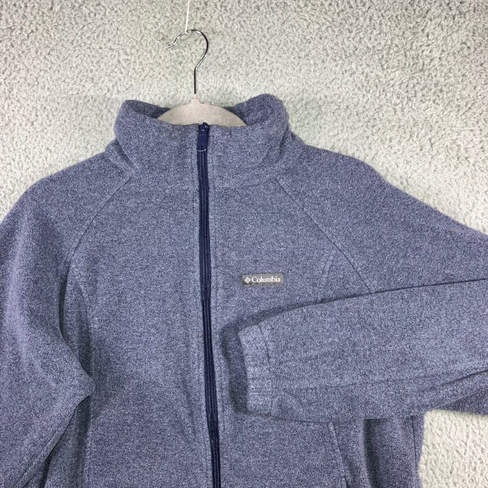 Columbia Fleece Jacket Women Large Benton Springs Full‎ Zip Blue Mock Neck Soft